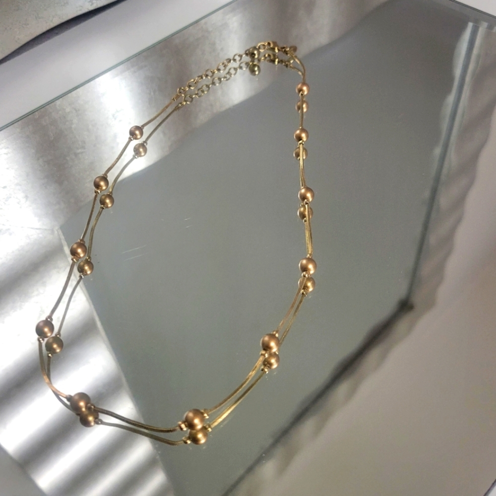 Vintage Monet gold pearlescent bead necklace